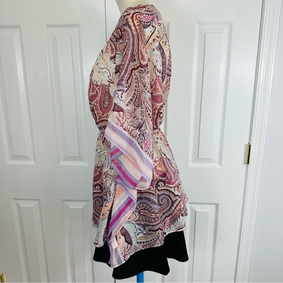 VICTORIA’S SECRET Feminine butterfly sleeves tie front sheer jacket paisley M L - Picture 7 of 9
